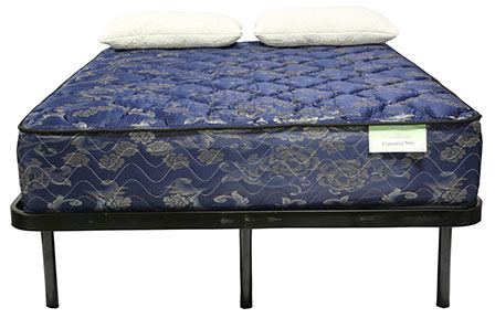 Goliath Bed Frame with Executive Stay Mattress and Bamboo Slumber Gel Pillows made by Capital Bedding Company.